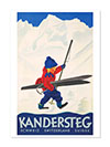 Kandersteg Swiss Child With Skis Ski Poster by Willy Trapp 1933 Print
